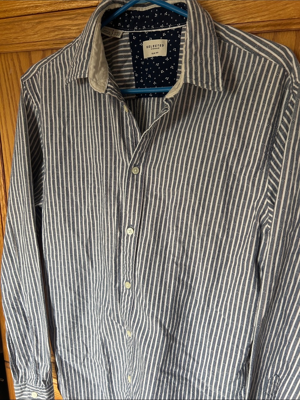 Selected Homme Navy & White Vertical Stripe Button-Down Shirt